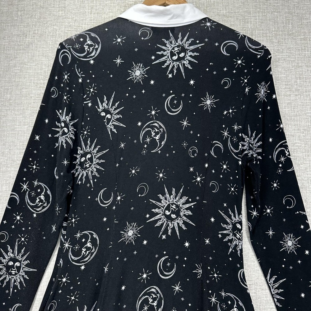 Hot Topic Dress Womens Size M Black Celestial Sun Moon‎ Collar Fit Flare Mini - Picture 6 of 12